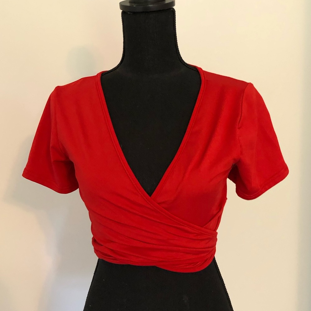 Red wrap top